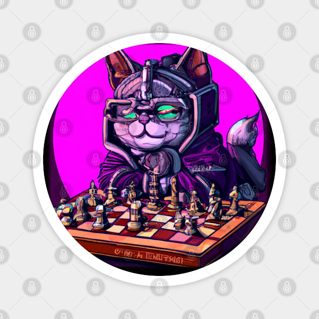 Cyberpunk Kitty Magnet by Bigrum P. Bear Designs